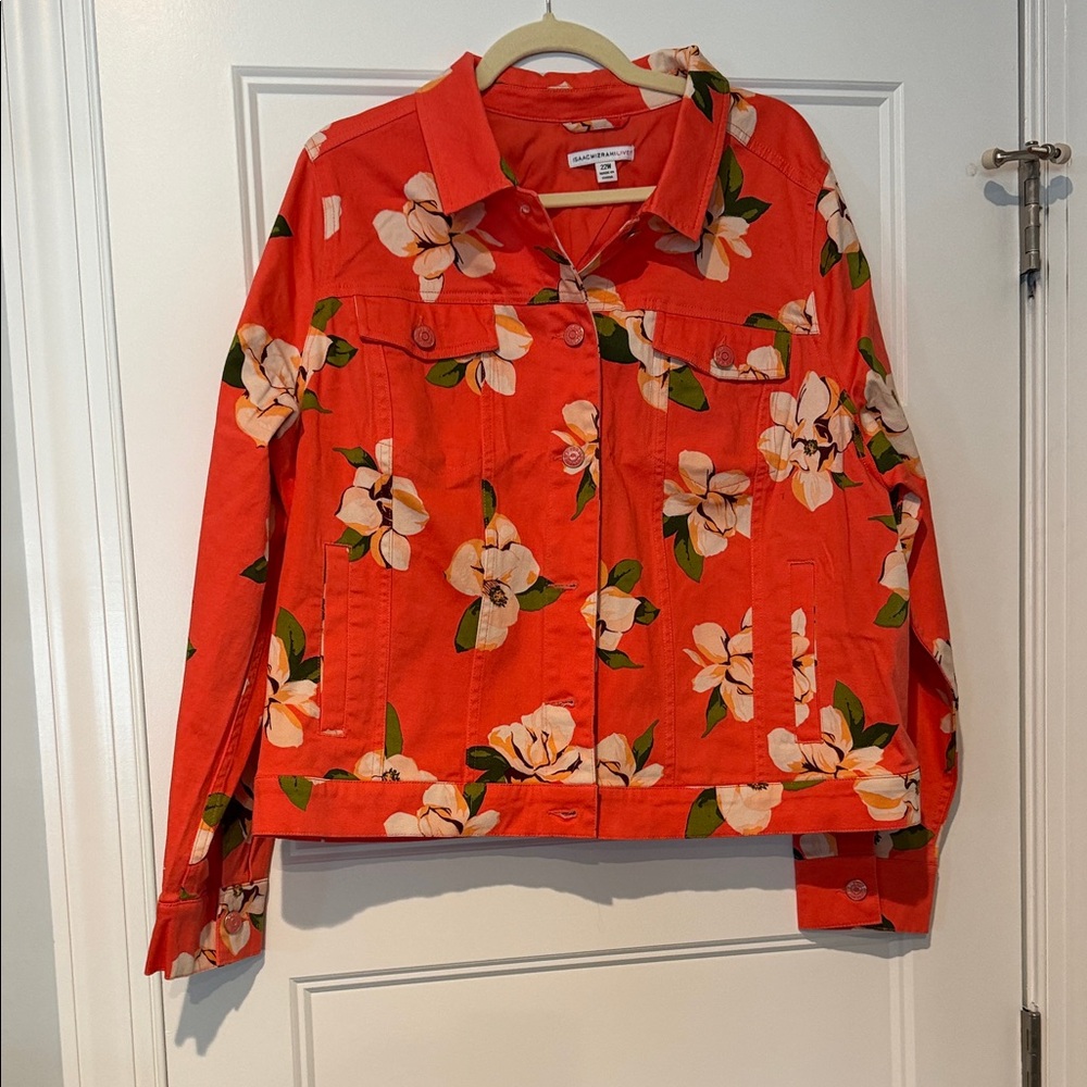 Isaac Mizrahi Orange Jean Jacket